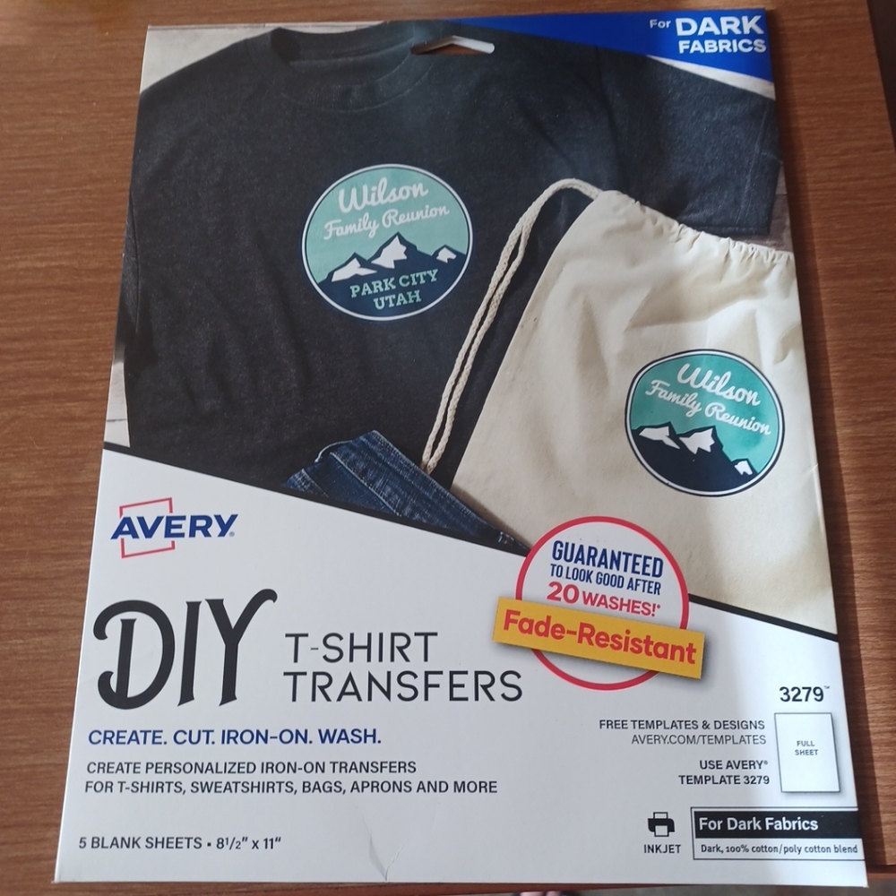 Avery DIY Dark T-shirt Paper Transfers  (5 Sheets)